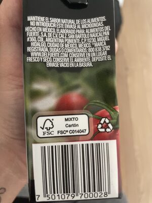 Tomates molidos - Recycling instructions and/or packaging information