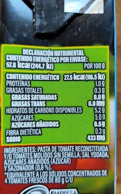 Pulpe tomate - Nutrition facts - es