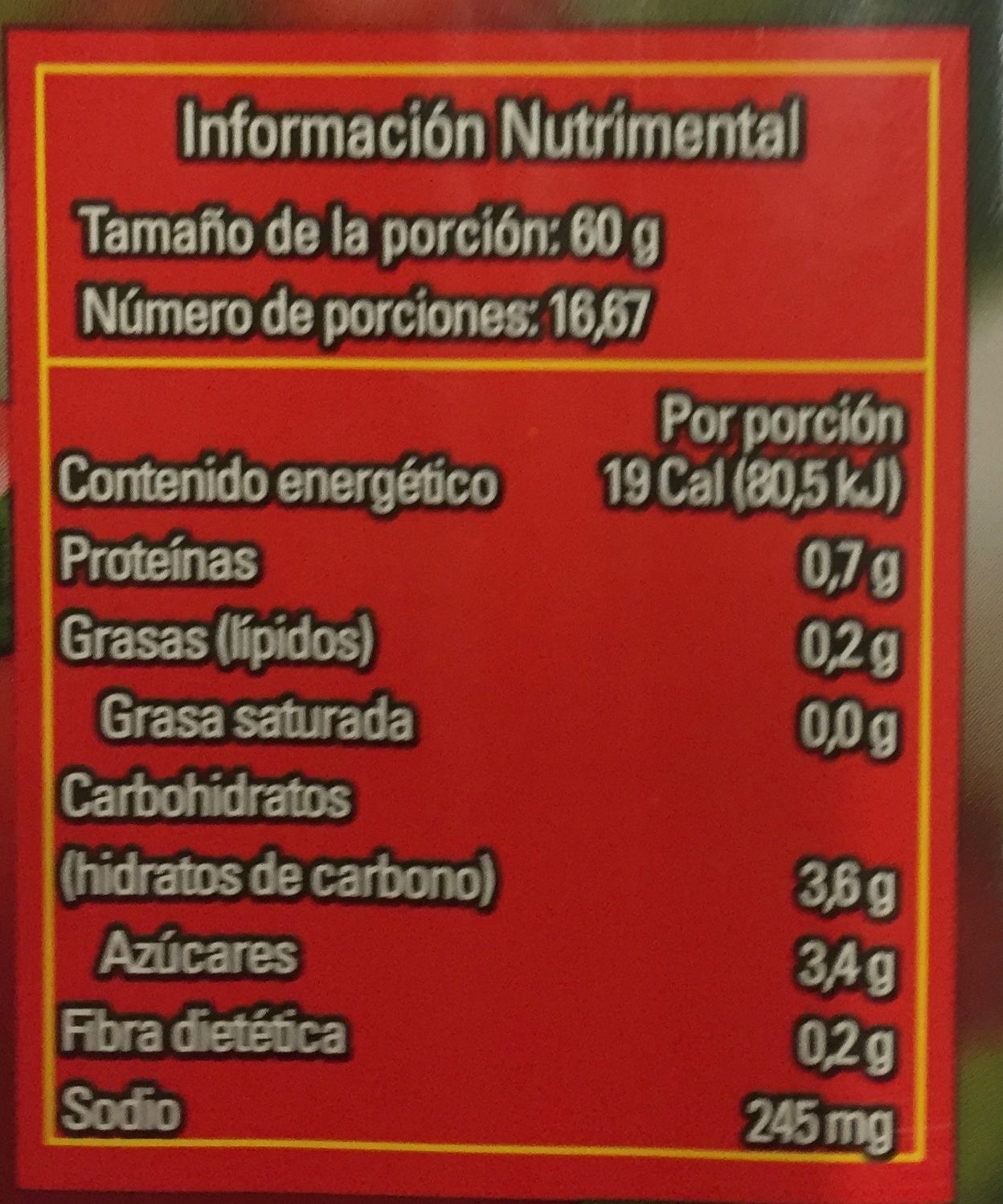 PURE DE TOMATE NATURAL - Nutrition facts - es