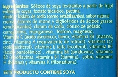 Alimento líquido de soya ultrapasteurizado sin azúcar - Ingredients - es