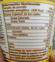 Café instantáneo - Capuccino vainilla - Nutrition facts - es