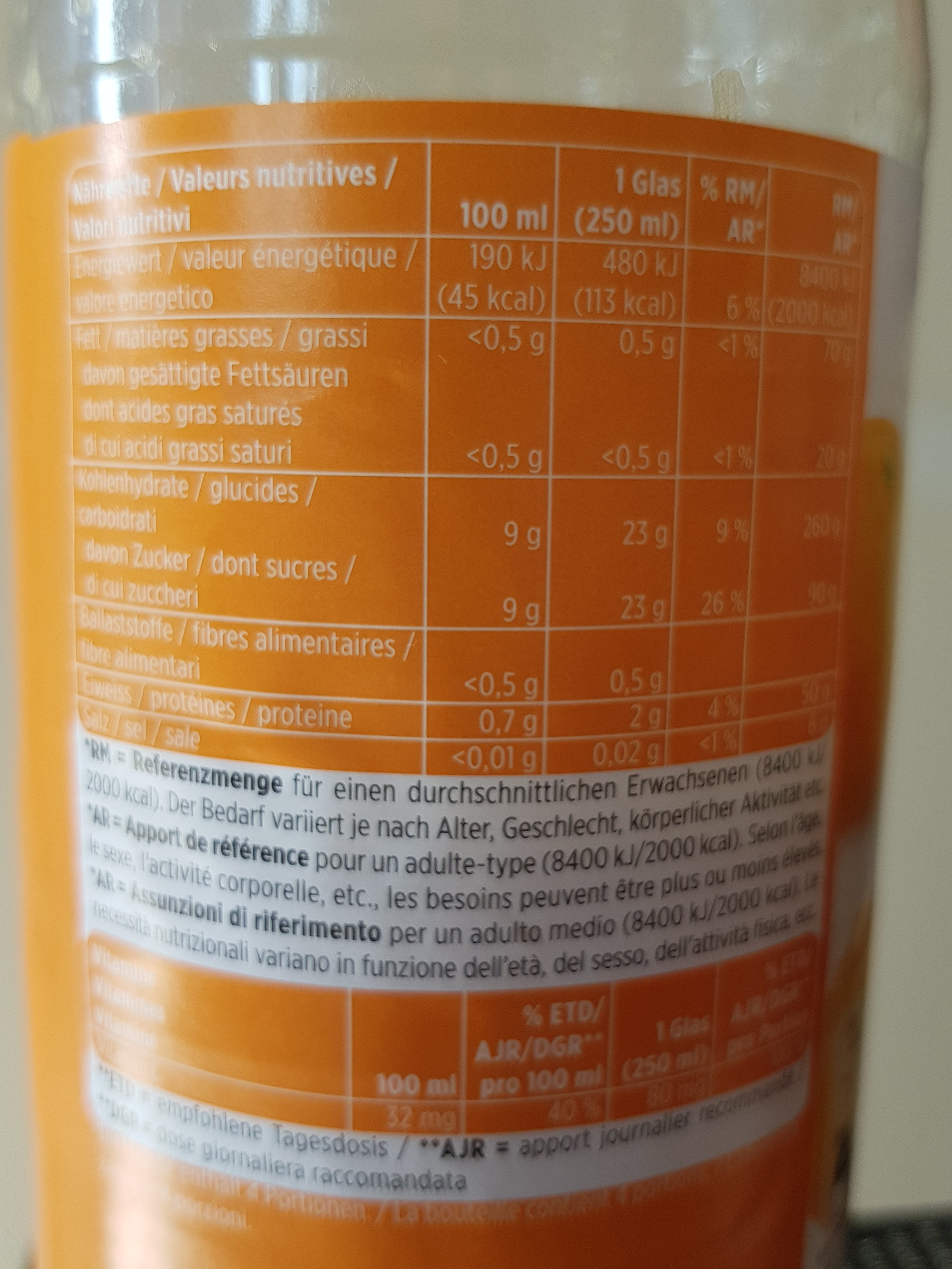 Denner Orangensaft - Nutrition facts - en