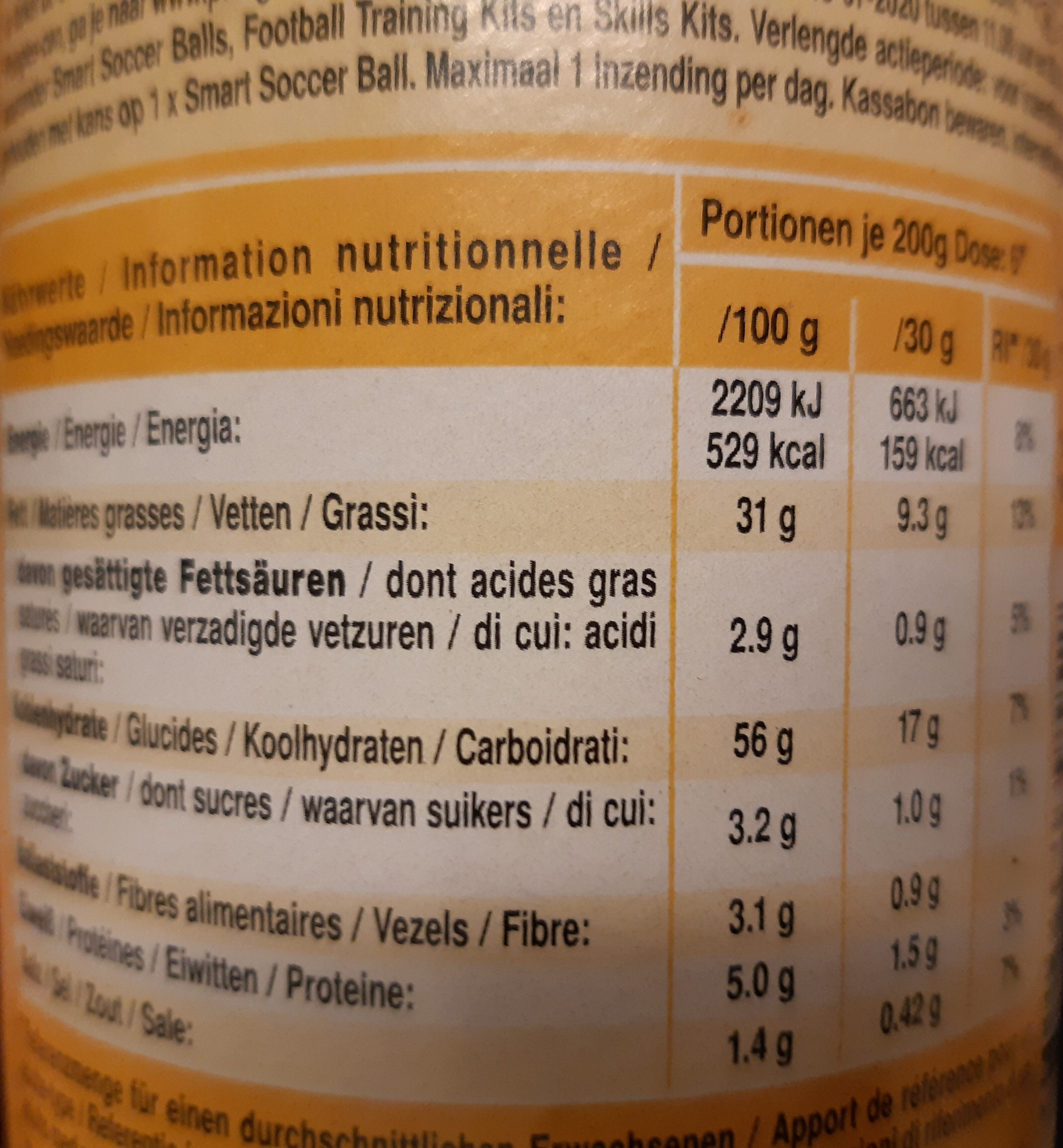 Pringles Classic Paprika - Nutrition facts - fr
