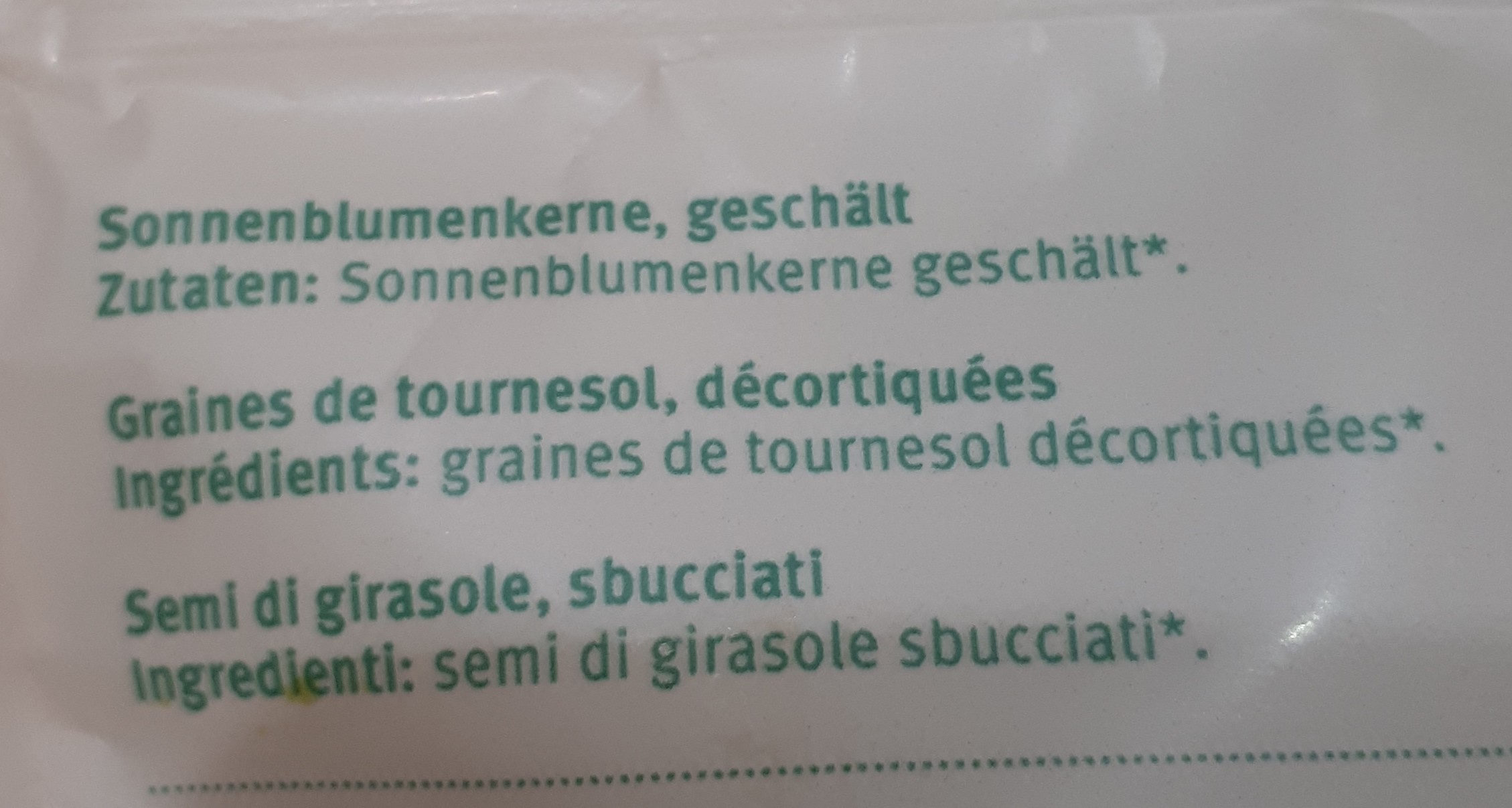 Sonnenblumenkerne - Ingredients - fr