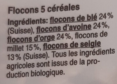 Flocons 5 céréales - Ingredients - fr