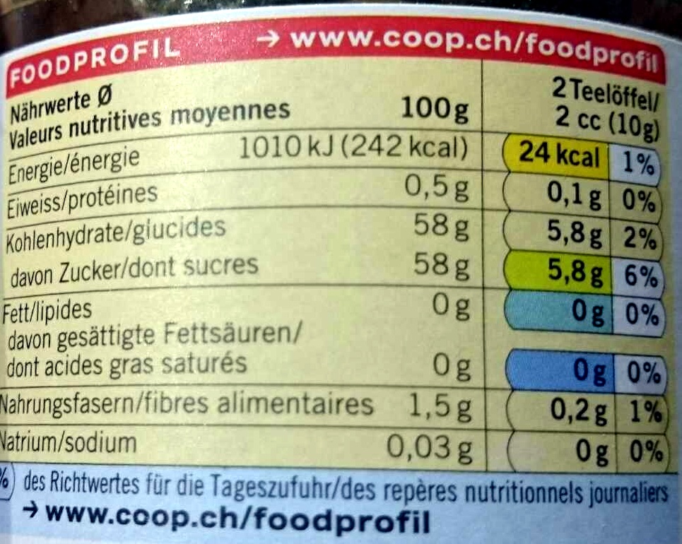 Confiture d'Abricot Bio - Nutrition facts - fr