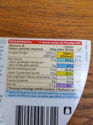 Coop Bündner Nusstorte - Nutrition facts