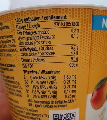 Whey Protein Yogurt Mango Passionfruit - Nutrition facts - fr