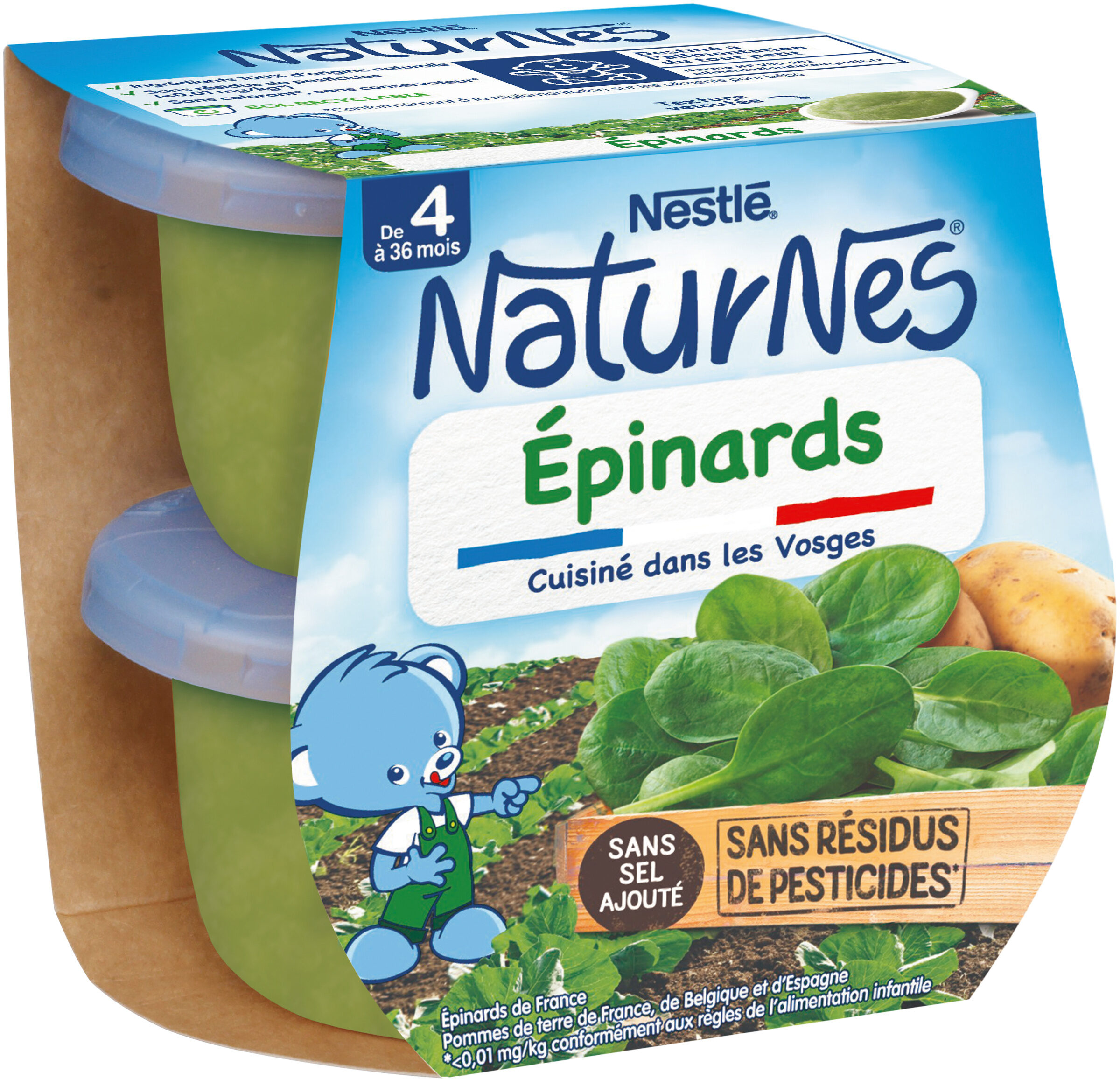 NESTLE NATURNES Petits Pots Bébé Epinards -2x130g -Dès 4/6 mois - Product - fr