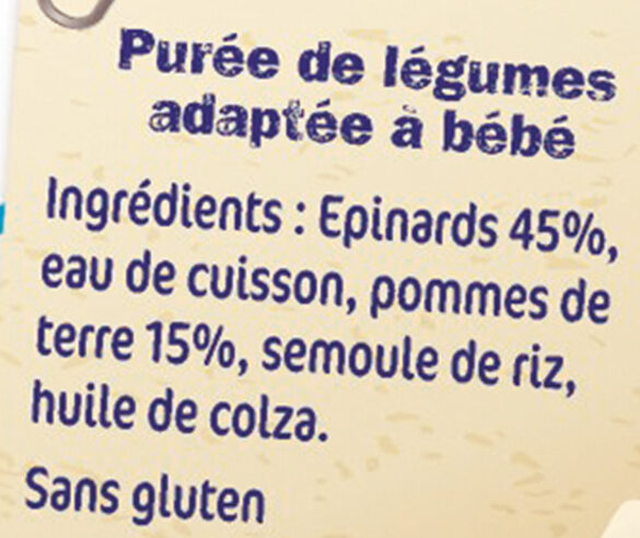 NESTLE NATURNES Petits Pots Bébé Epinards -2x130g -Dès 4/6 mois - Ingredients - fr