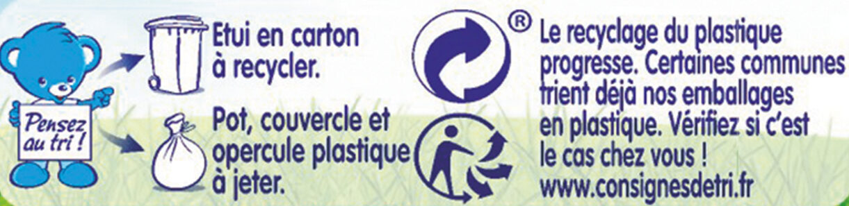 NESTLE NATURNES Petits Pots Bébé Epinards -2x130g -Dès 4/6 mois - Recycling instructions and/or packaging information - fr