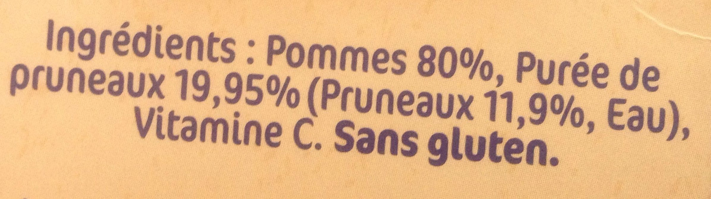 NESTLE NATURNES Compotes Bébé Pommes Pruneaux -4x130g -Dès 4/6 mois - Ingredients - fr
