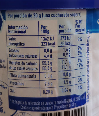 Leche condensada entera - Nutrition facts - es