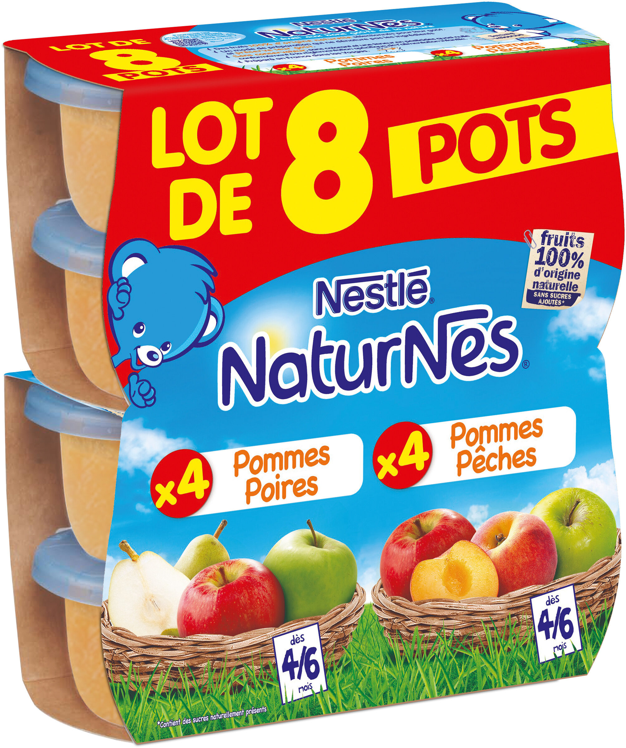NESTLE NATURNES Compotes Bébé Pommes Poires + Pommes Pêches 8x130g - Product - fr