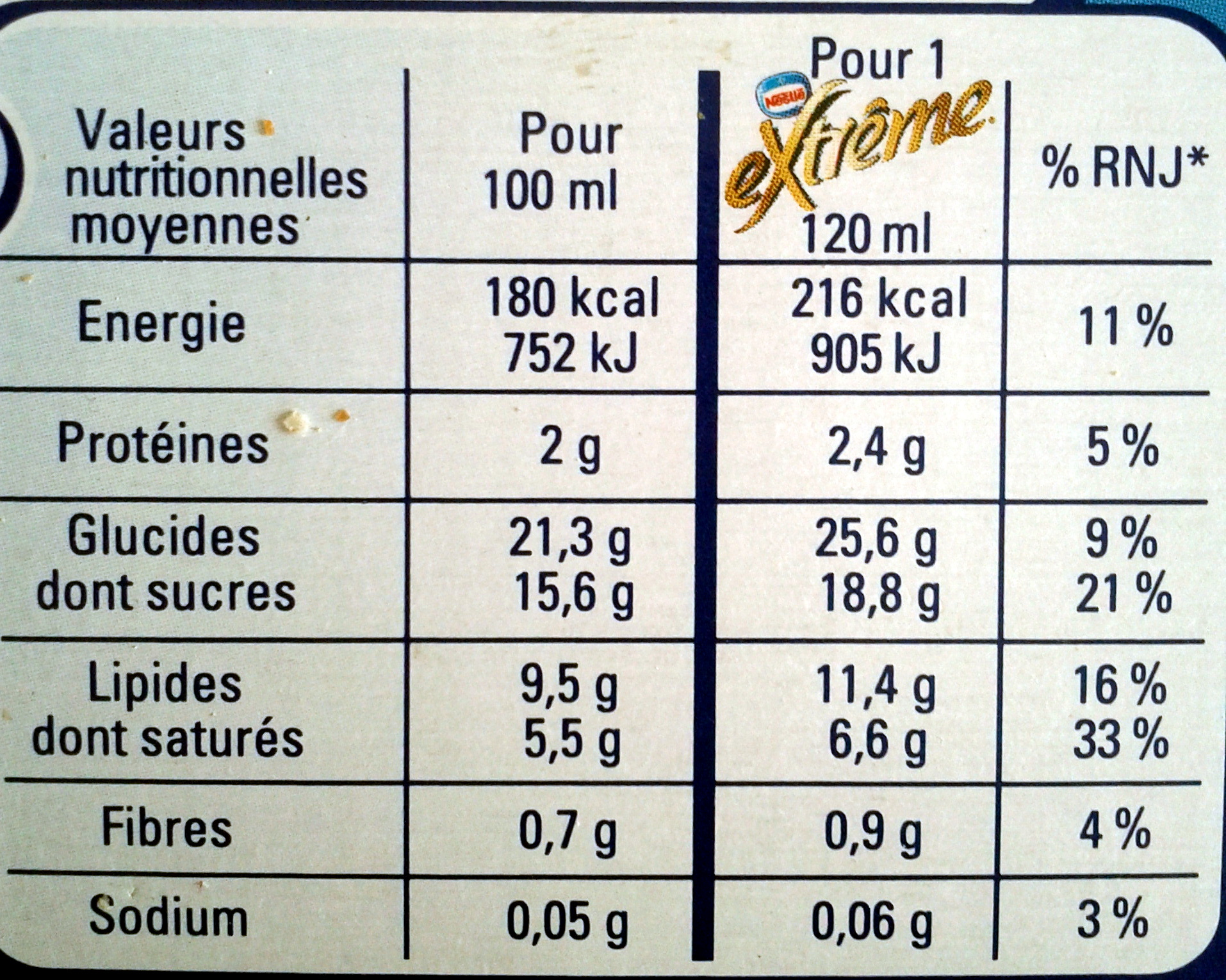 Extrême vanille praliné - Nutrition facts - fr