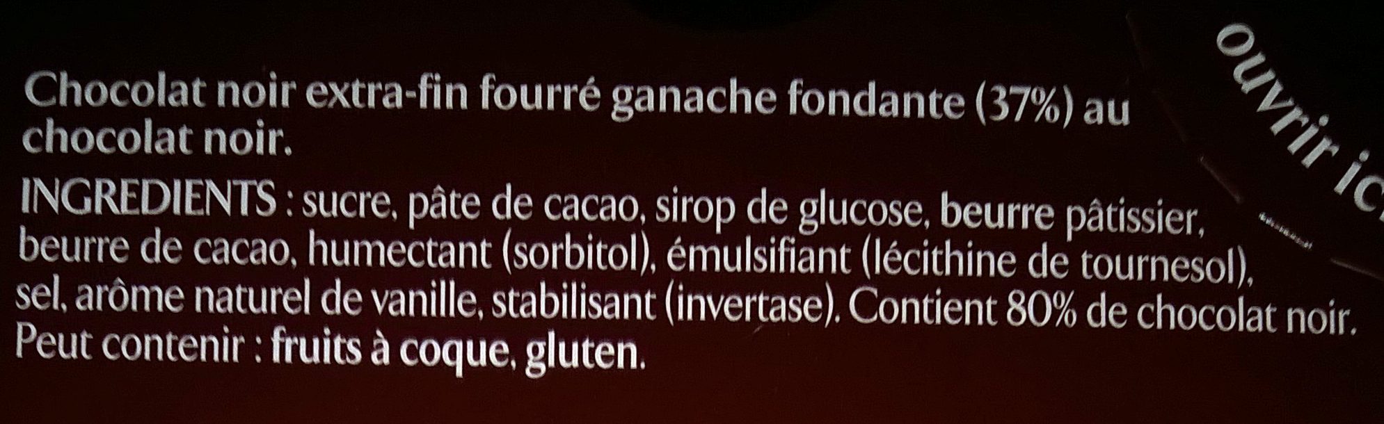 NESTLE L'ATELIER Ganache chocolat noir 150g - Ingredients - fr