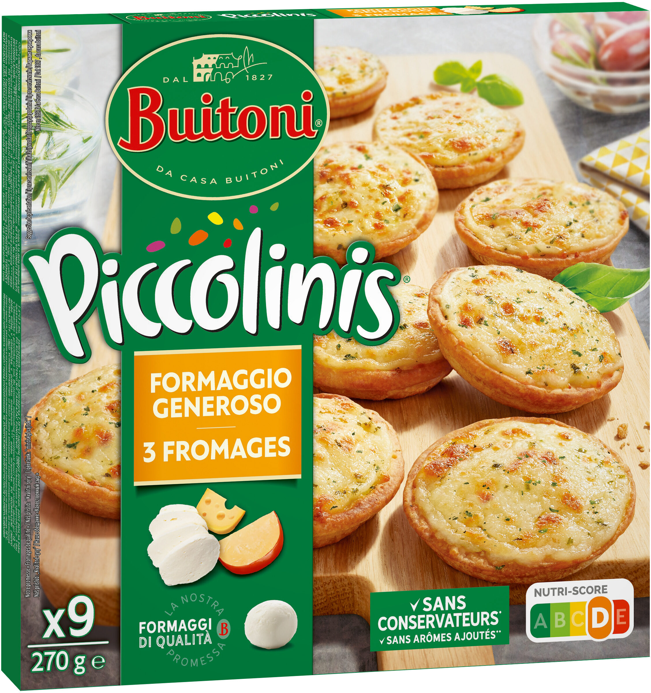 BUITONI PICCOLINIS mini-pizzas surgelées 3 Fromages 270g (9 pièces) - Product - fr