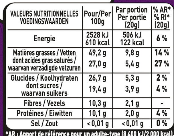 NESTLE L'ATELIER Noir 80% 100g - Nutrition facts - fr