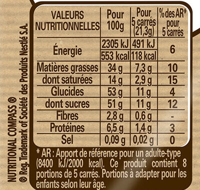 NESTLE DESSERT Praliné 2 x 170g - Nutrition facts - fr