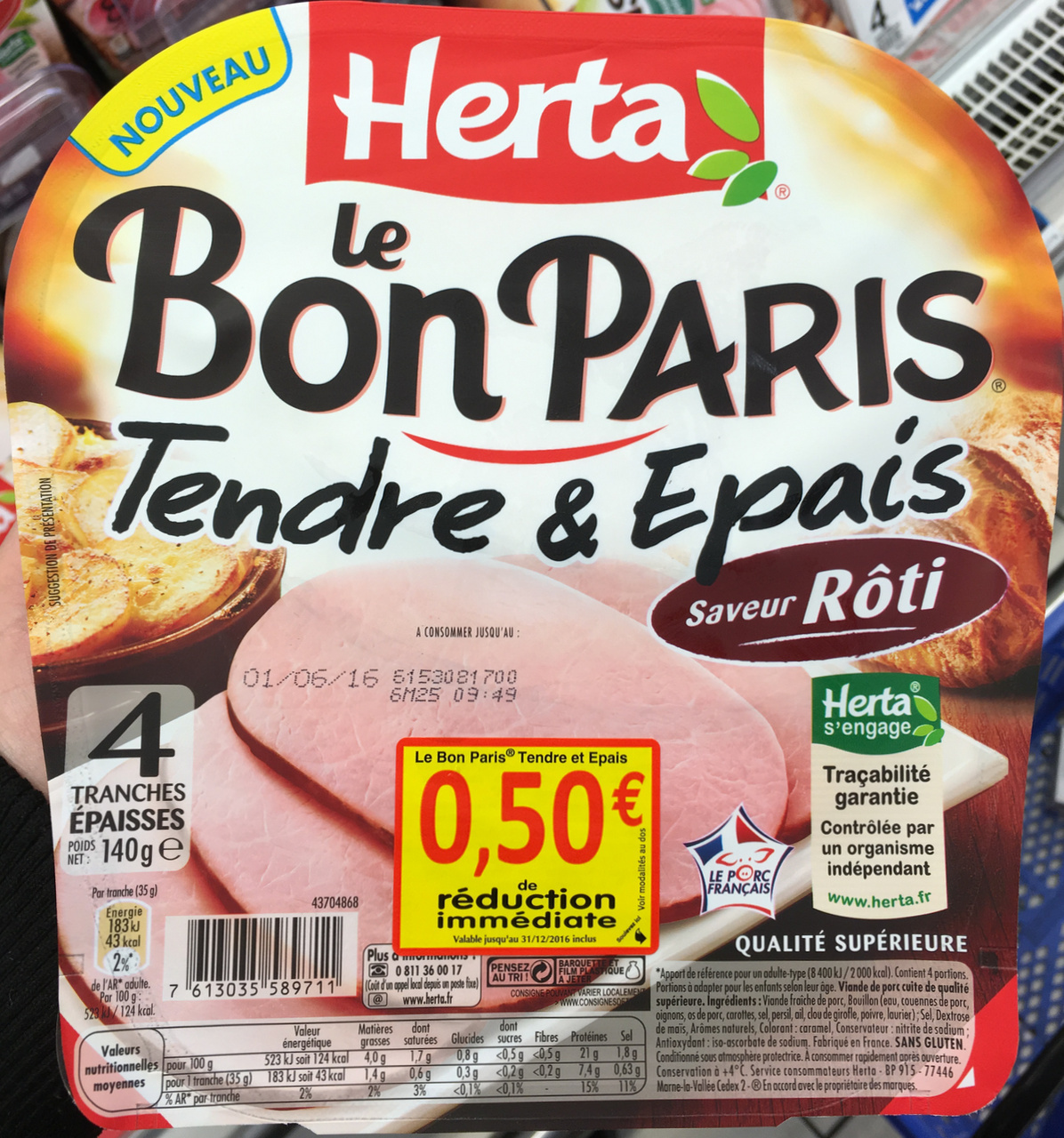 Le Bon Paris - Viande de porc cuite de qualité supérieure saveur rôti - Product - fr