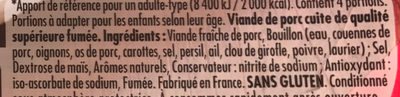 Le Bon Paris Tendre & Epais fumé - Ingredients - fr