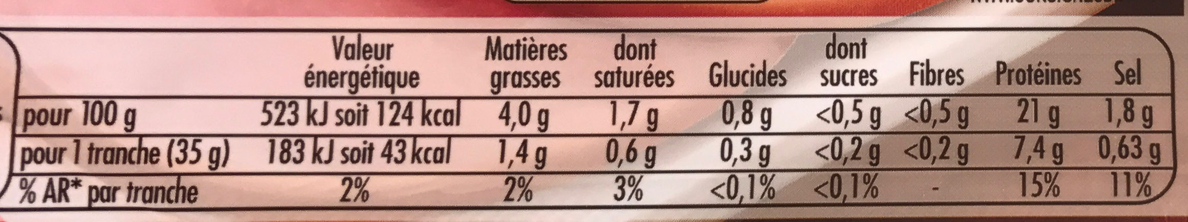 Le Bon Paris Tendre & Epais fumé - Nutrition facts - fr