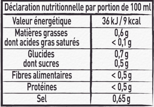 Bouillon de légumes en liquide - Nutrition facts - fr