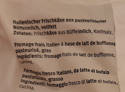 Mozzarella di Bufala Campana DOP - Ingredients - de
