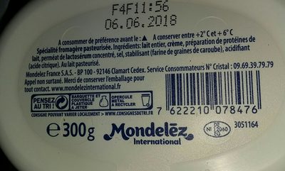 Spécialité fromagère pasteurisée à tartiner et cuisiner, nature - Ingredients - fr