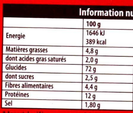 Pain grillé Pelletier - Nutrition facts - fr