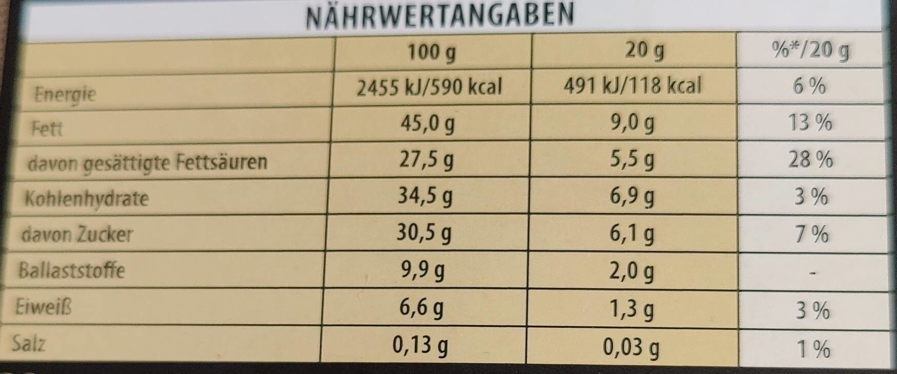 Zartbitter 70%, Minzgeschmack Crisp - Nutrition facts - de