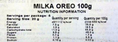 Milka & Oreo - Nutrition facts - en