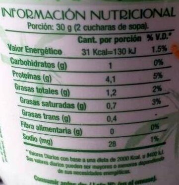 Queso Blanco light - Nutrition facts - es