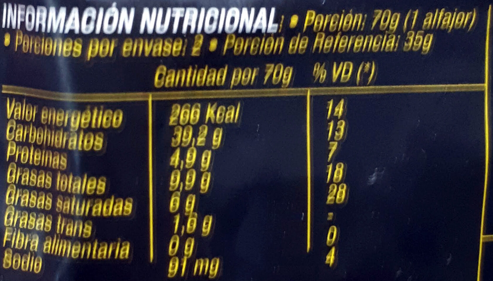 Marley Negro - Nutrition facts - es