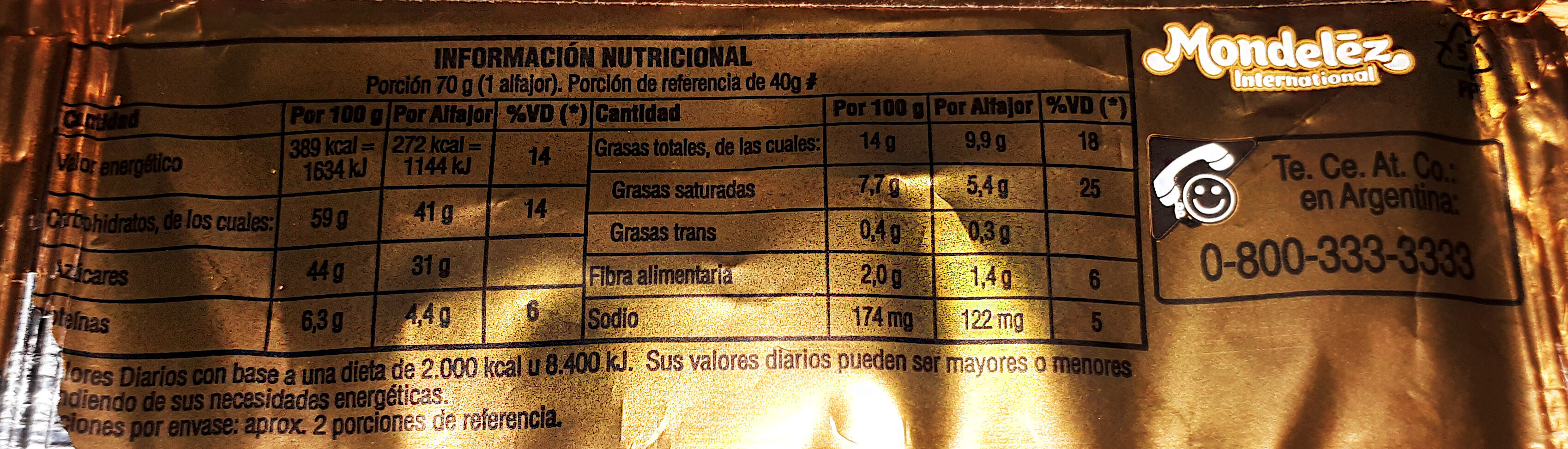 Alfajor - Nutrition facts - es