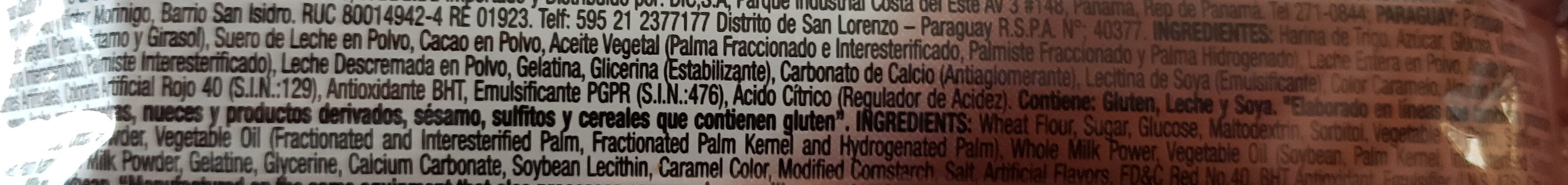 Costa • Barra De Cereal Chocolate 18G - Ingredients - es