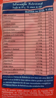 Yokitos Conchinhas Sabor Presunto - Nutrition facts - pt