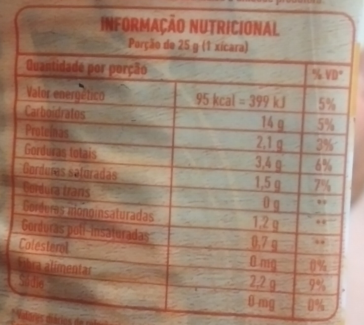 PIPOCA MICRO YOKI 50G NATURAL - Nutrition facts - pt