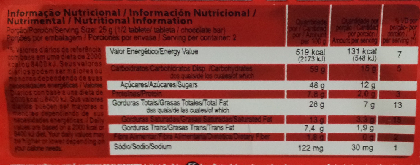 Chokko Snack Black - Nutrition facts - pt