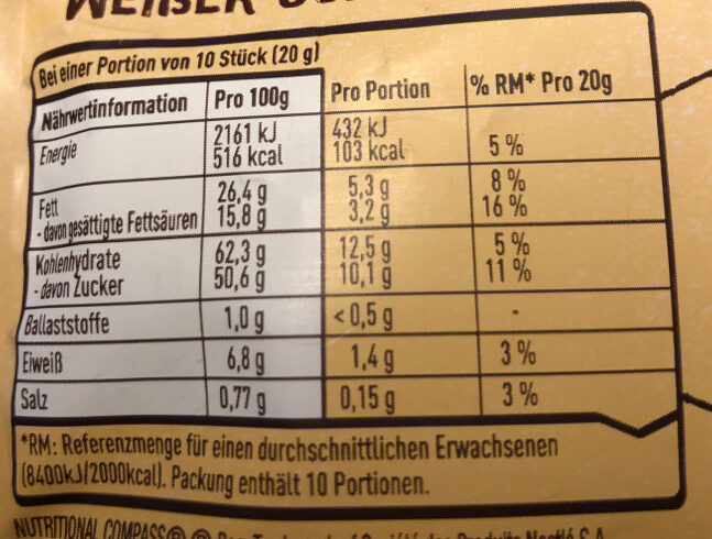 Choco Crossies Crunchy Balls Weiß - Nutrition facts - de