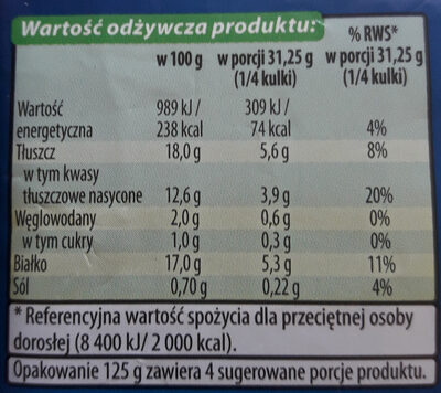 Ser Mozzarella w zalewie - Nutrition facts - pl