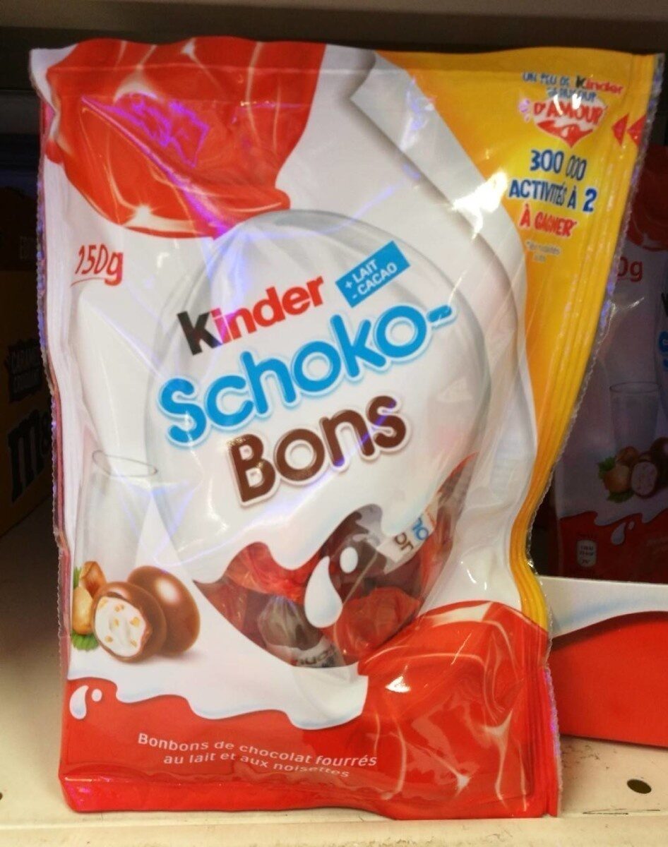 Kinder schokobons bonbons de chocolat au lait fourres lait et noisettes sachet - Product - fr