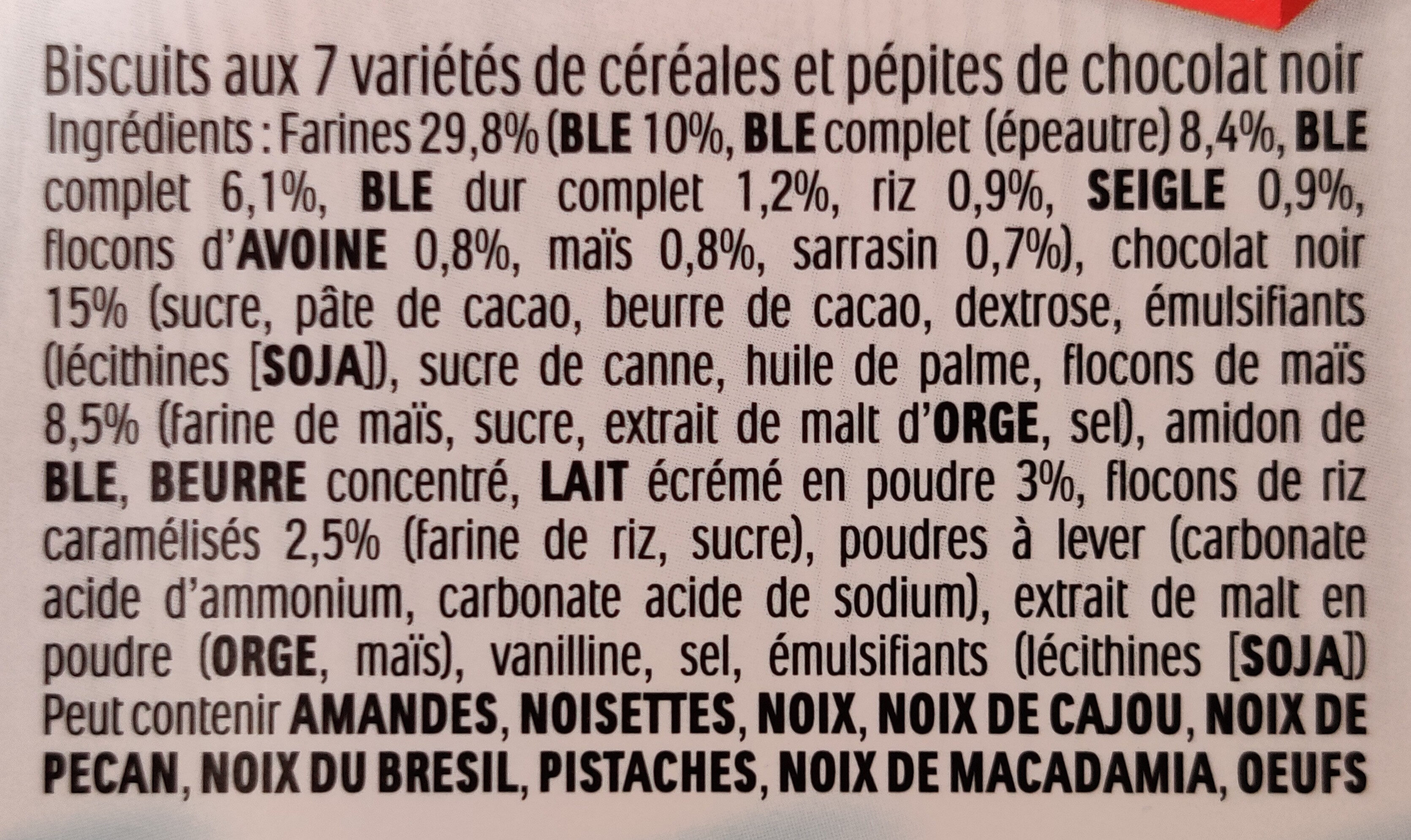 Biscuits Kinder CereAlé chocolat noir 2x6 - 204g - Ingredients - fr