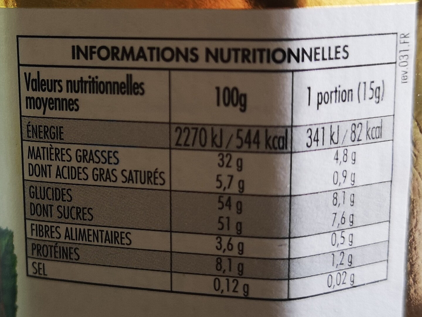 Nocciolata Bio - Nutrition facts - en