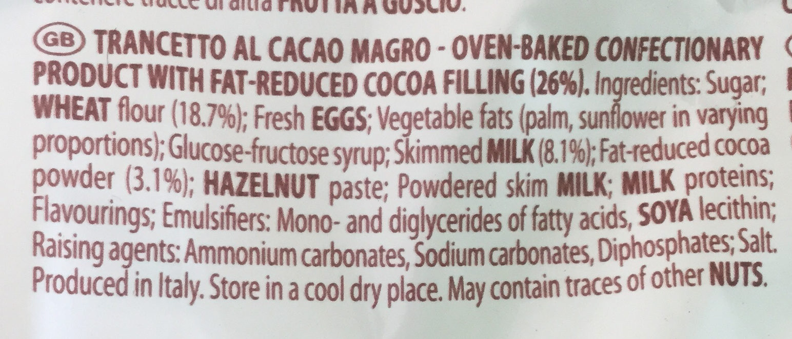 Trancetto cacao - Ingredients - en