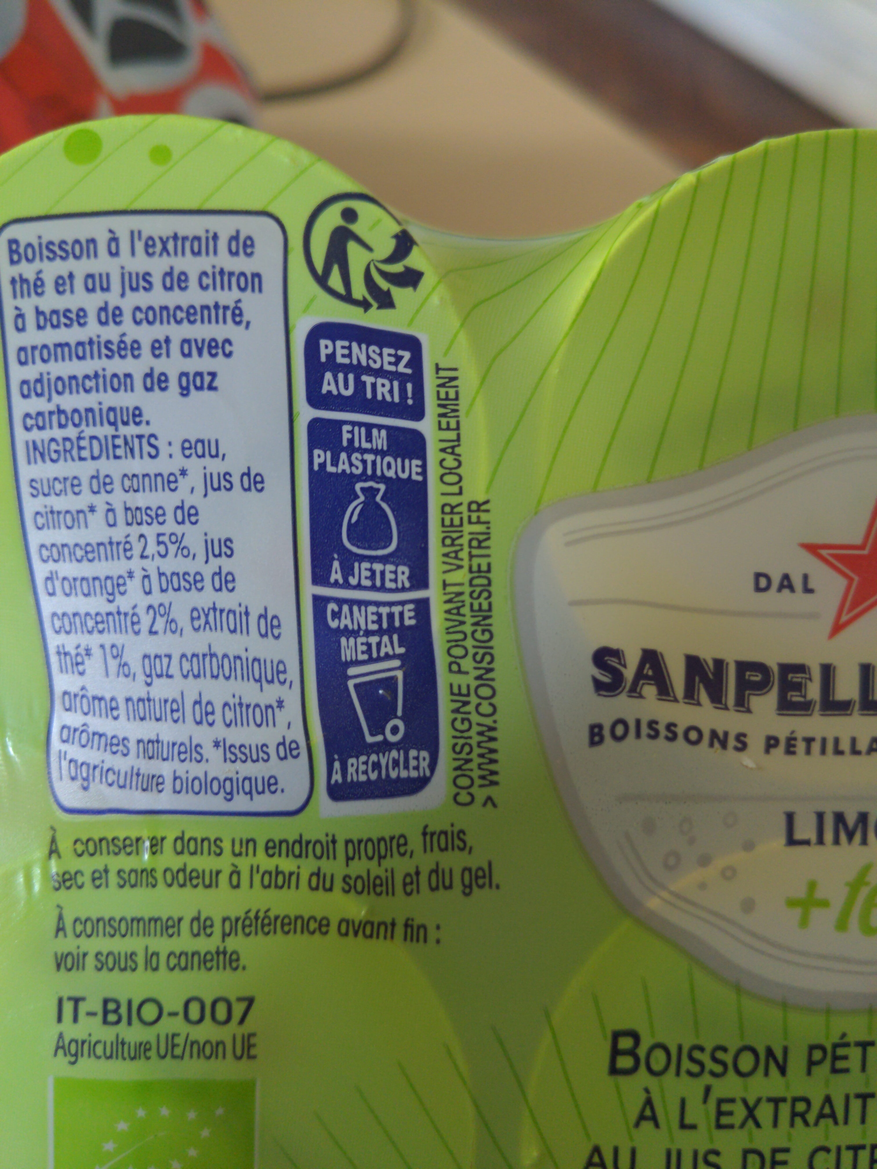 Sanpellegrino limone e tea 6x25cl - Ingredients - fr