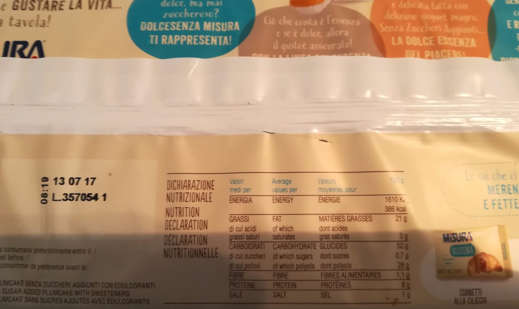 Dolcesenza plumcake - Ingredients - it