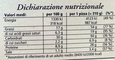 Cameo ristorante pizza bianca con prosciutto e patate - Nutrition facts - it