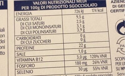 Filetto Di Salmone - Nutrition facts - fr