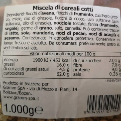 Müsli croccante - Nutrition facts - it